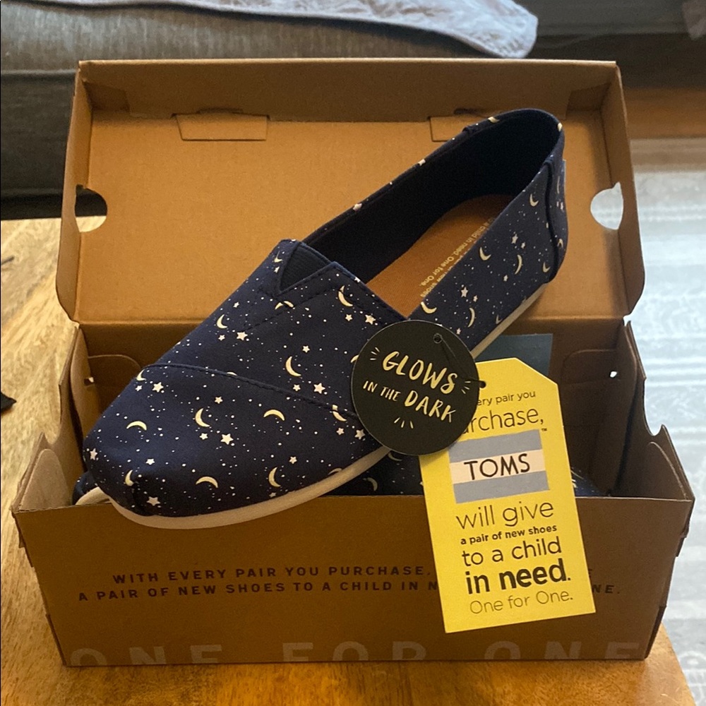 TOMS Glow-in-the-Dark Moon and Stars Navy Shoes